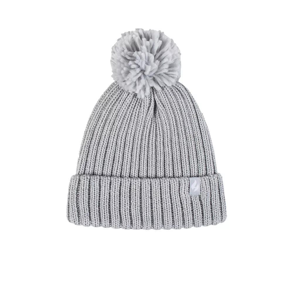 Women's Heat Holders Heatweaver Lined Ribbed Roll Up Pom Hat, Cloud Gray Product Image