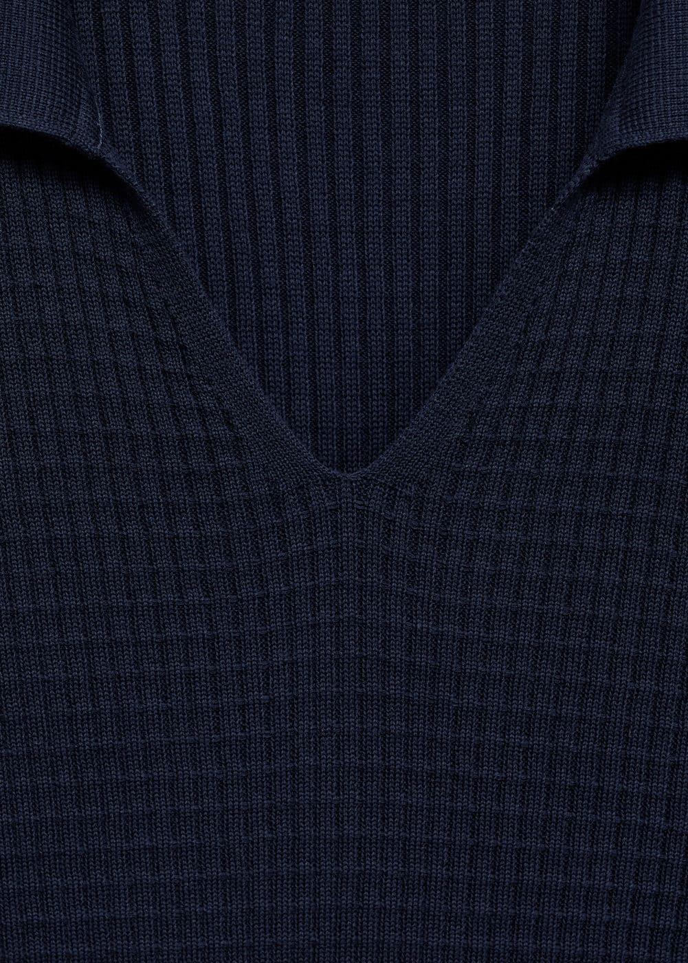 Ribbed knit polo shirt - Men | MANGO USA Product Image