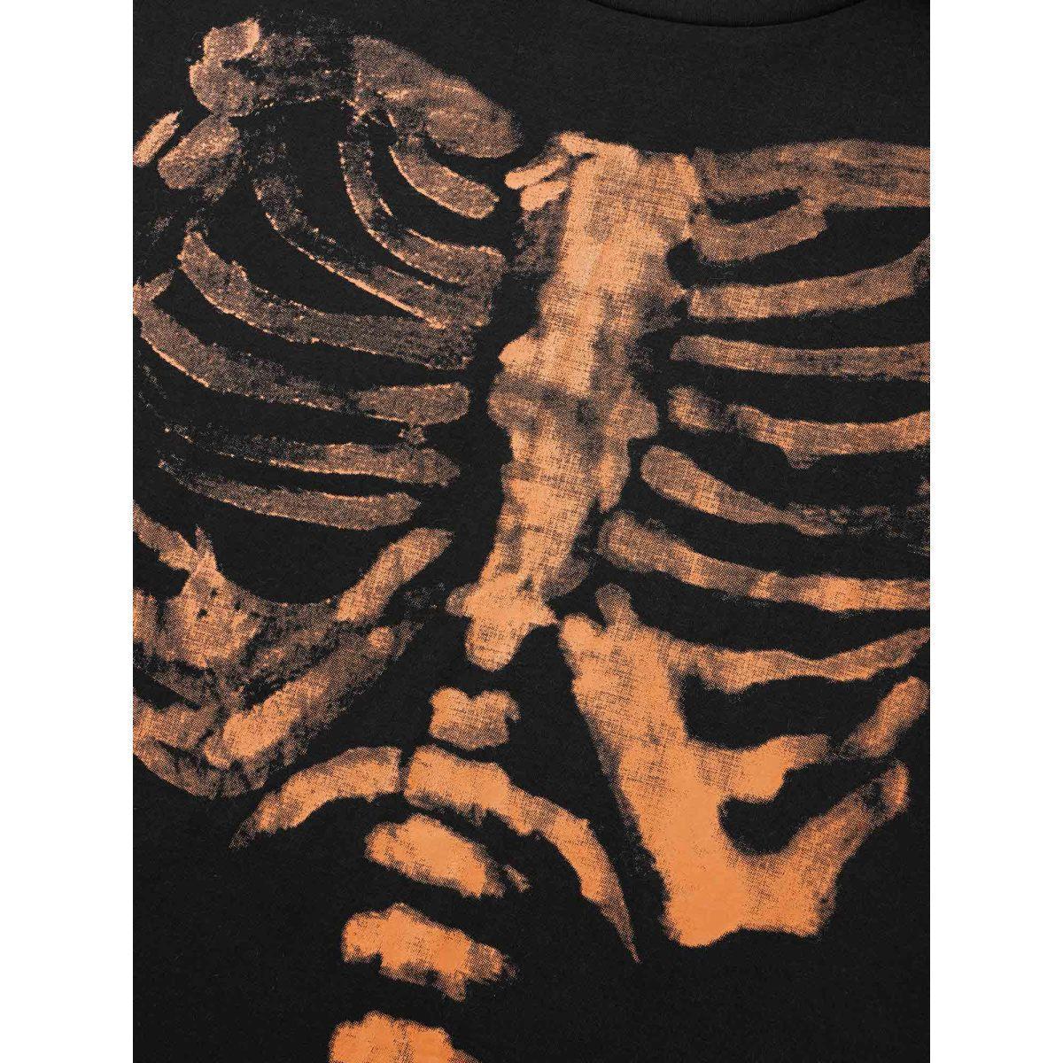 Plus Size Skeleton Printed Slim-Fit T-shirt Black Women Casual Non Halloween Round Neck Everyday T-shirts BloomChic 22-24/3X Product Image