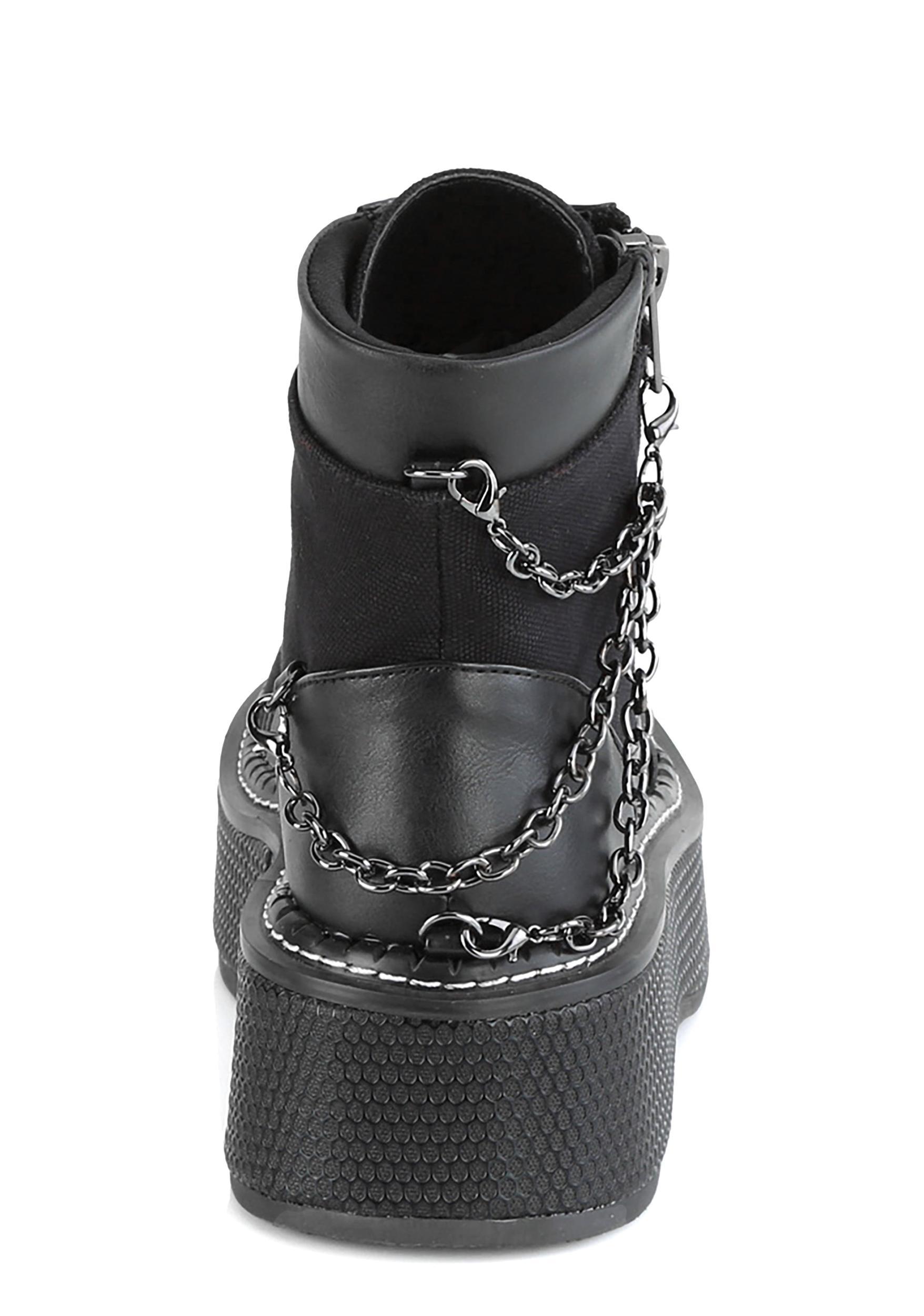 Demonia Emily-114 Chain Platform Boots - Black Product Image