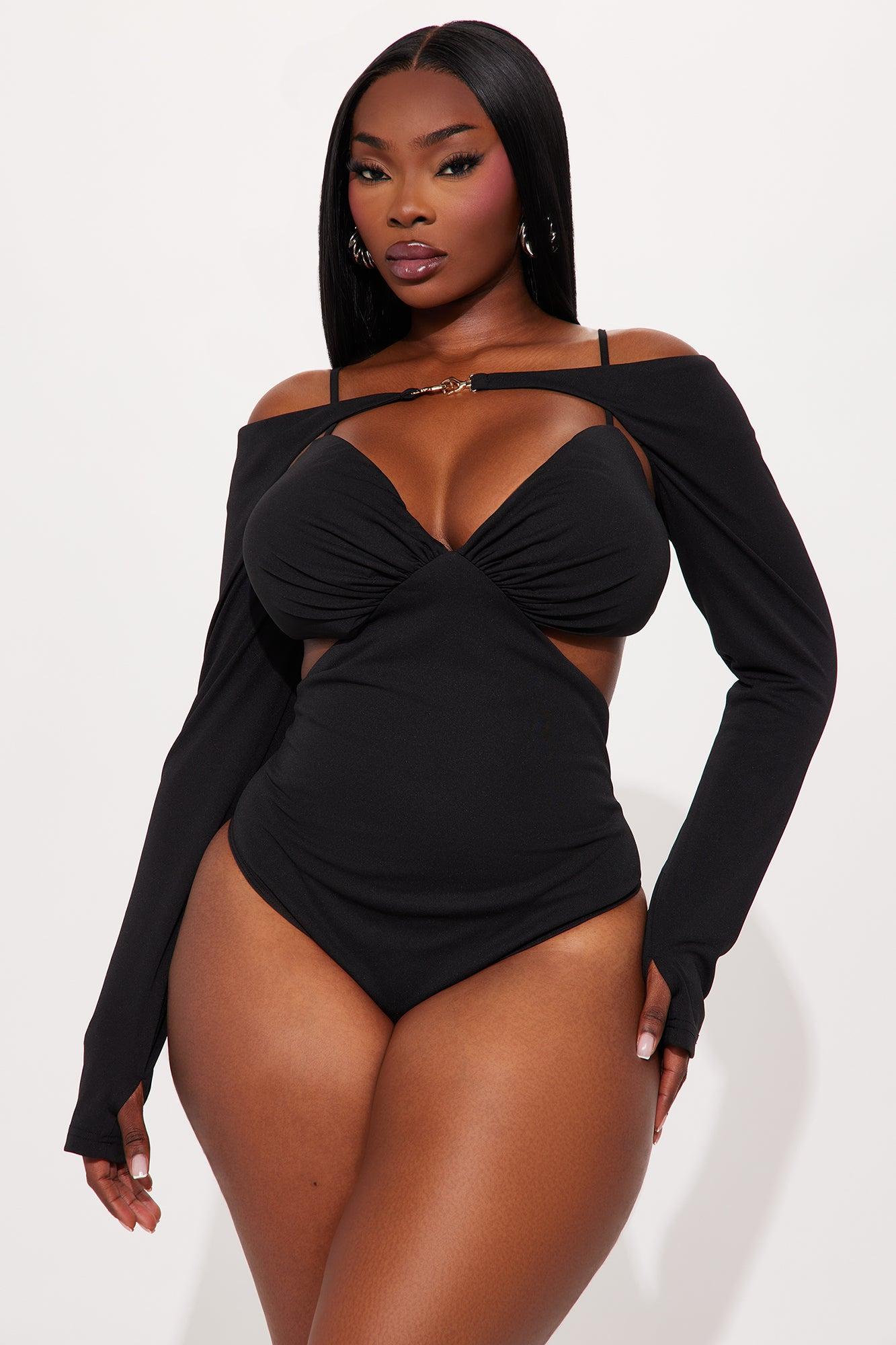 Marcelina Long Sleeve Bolero & Bodysuit 2 Piece Set - Black Female Product Image