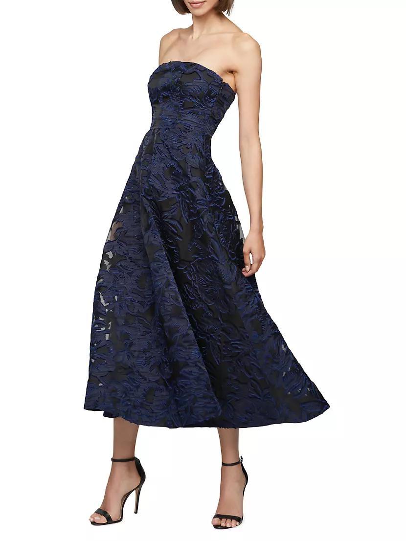 Laure Floral Jacquard Organza Strapless Cocktail Dress Product Image