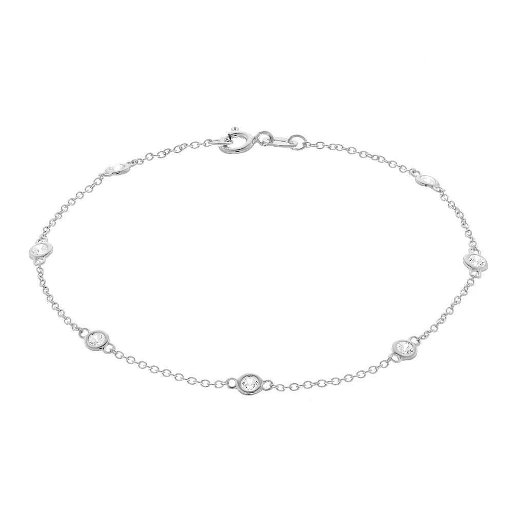 Rosabella Sterling Silver Cubic Zirconia Station Bracelet, Women's, Size: 8" Product Image