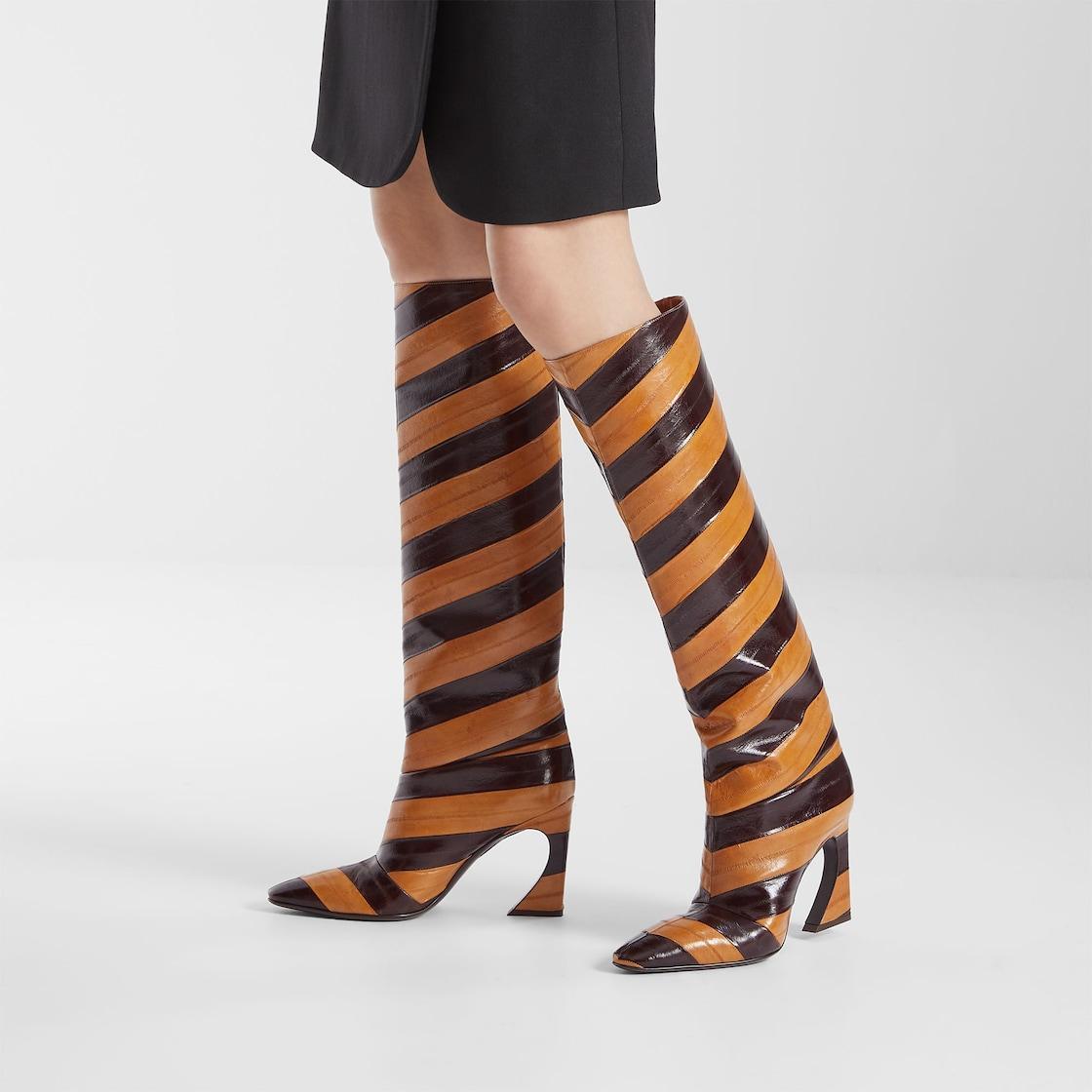Fendi Arco Two-tone inlaid hagfish leather boots Product Image