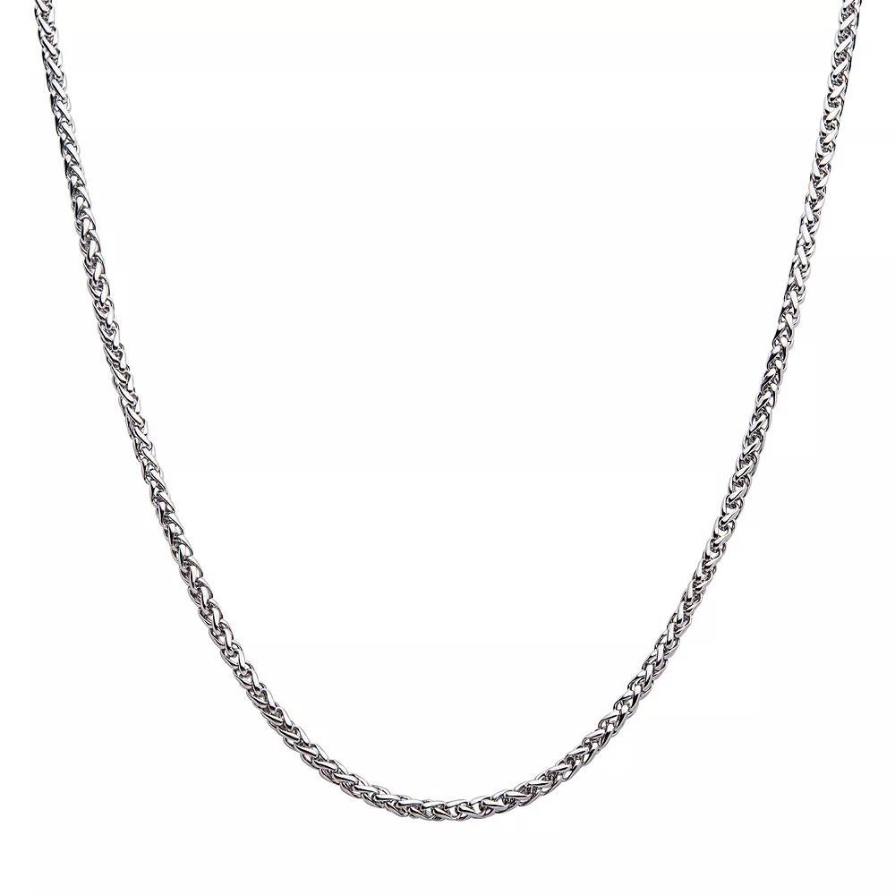 Stainless Steel 4 mm Wheat Chain Necklace, Men's, Size: 24", Silver Tone Product Image
