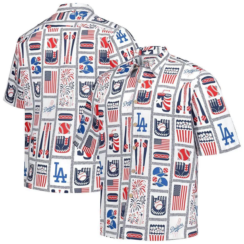Men's Reyn Spooner White Los Angeles Dodgers Americana Button-Up Shirt, Size: Large Product Image