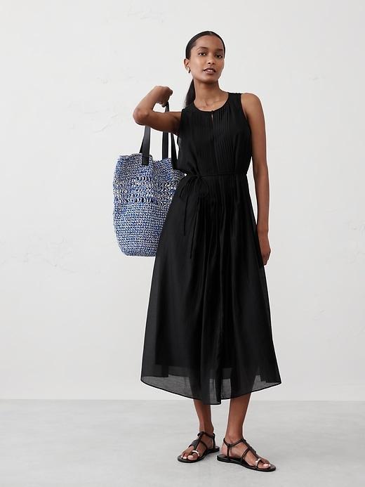 Pintuck Organza Midi Dress Product Image