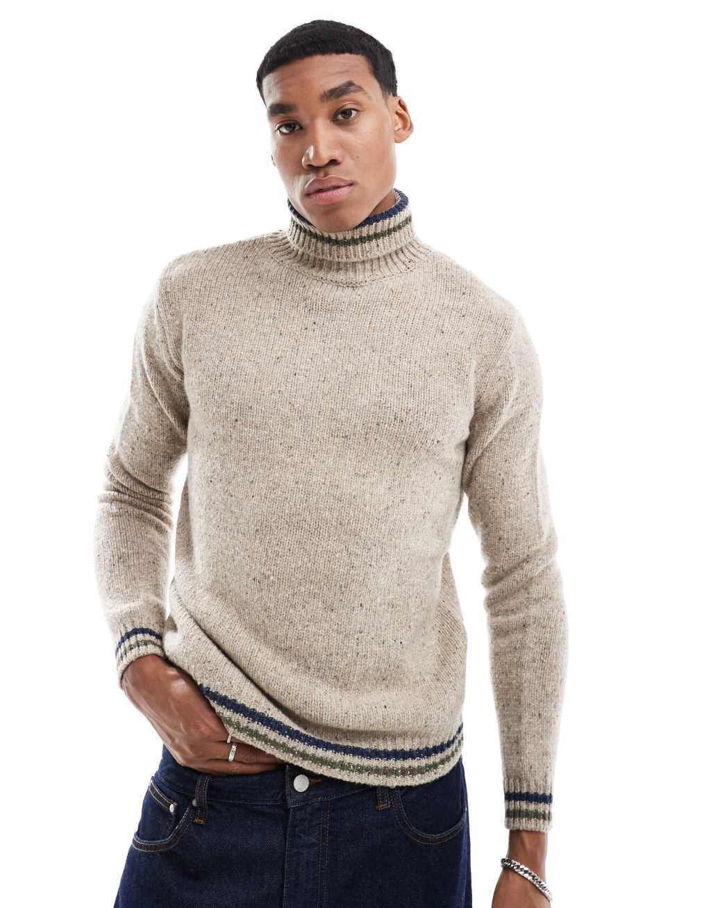 Scalpers Klint Turtleneck Tricot Sweater In Taupe   Product Image