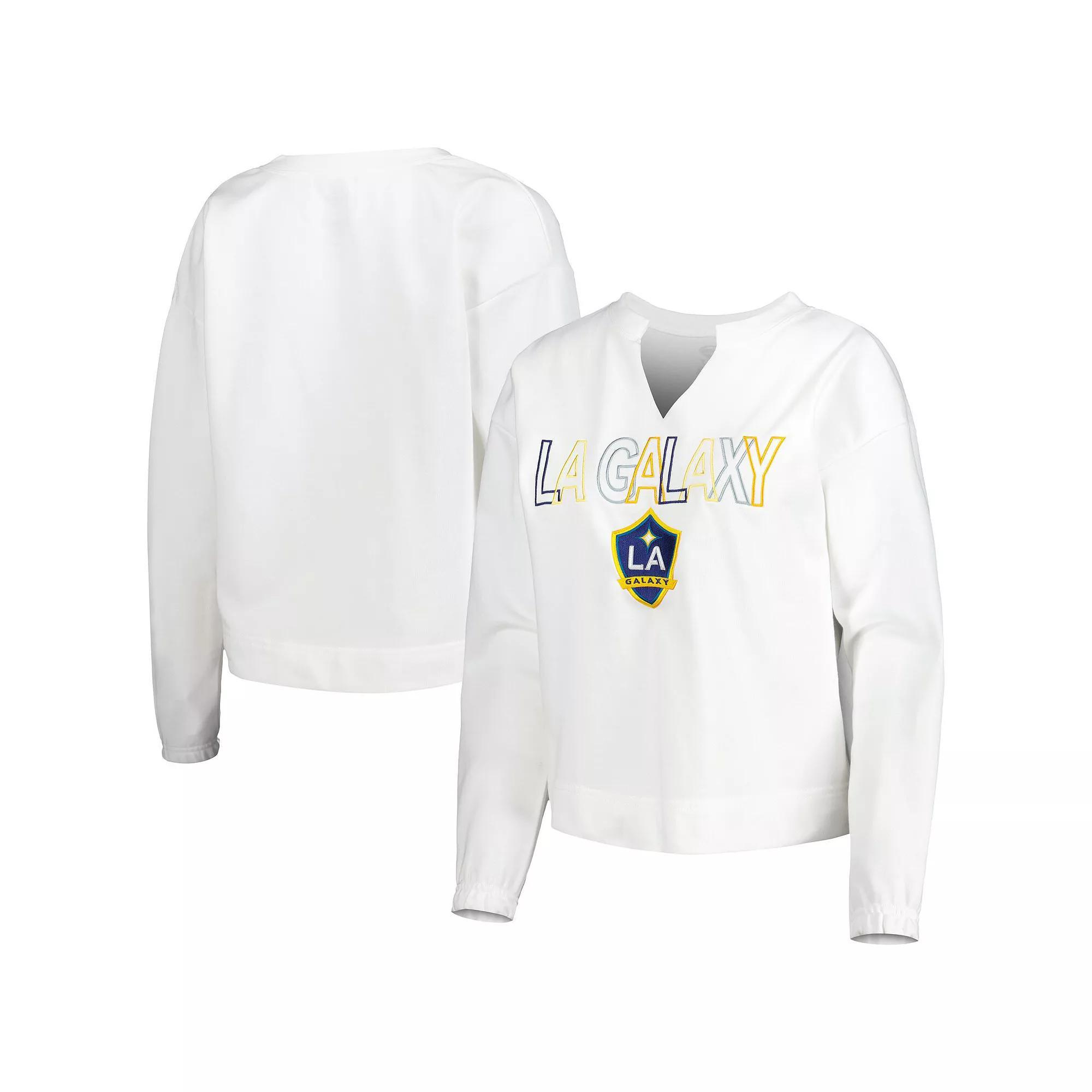 Women's Concepts Sport  White LA Galaxy Sunray Notch Neck Long Sleeve T-Shirt, Size: Medium Product Image
