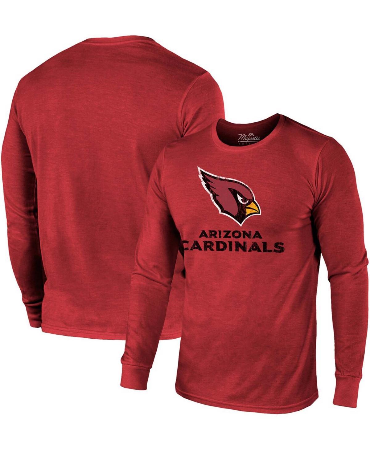 Arizona Cardinals Majestic Threads Lockup Tri-Blend Long Sleeve T-Shirt - Cardinal, Men's, Size: 2XL, Red Product Image