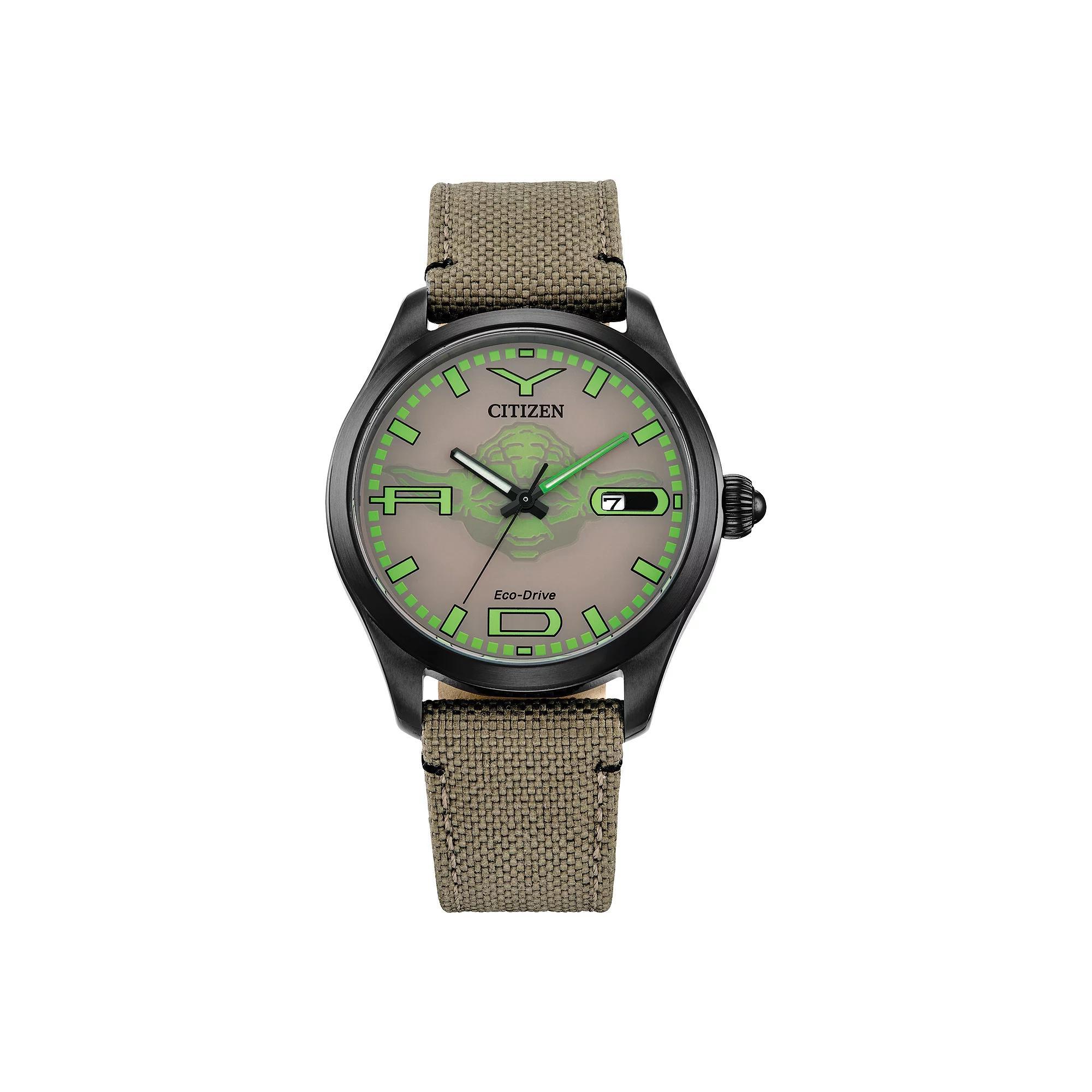 Citizen Mens Eco-Drive Star Wars Yoda Watch Cordura Strap Watch Brown Product Image