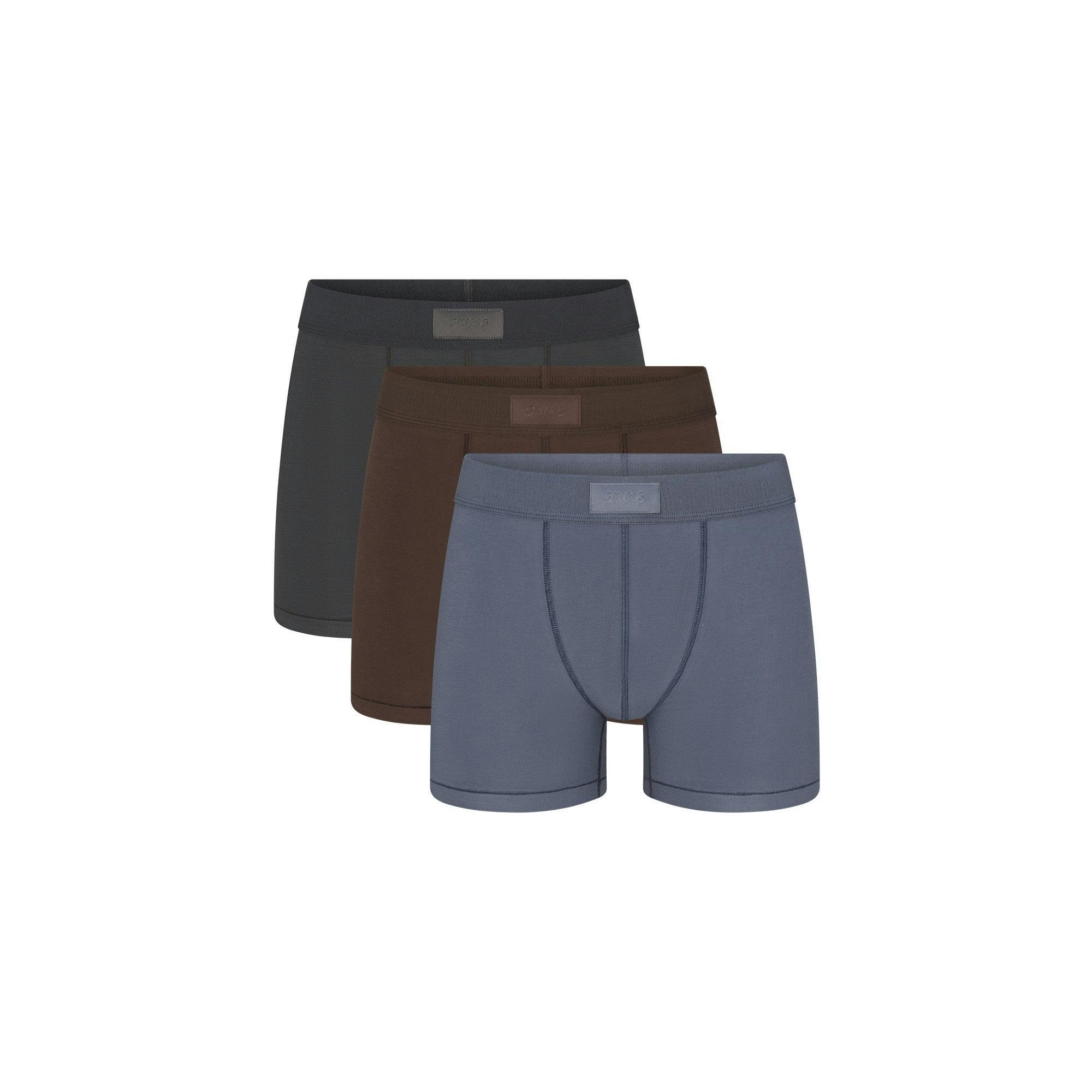 SKIMS COTTON MENS 3" BOXER BRIEF 3-PACK | DARK SEPIA MULTI Product Image