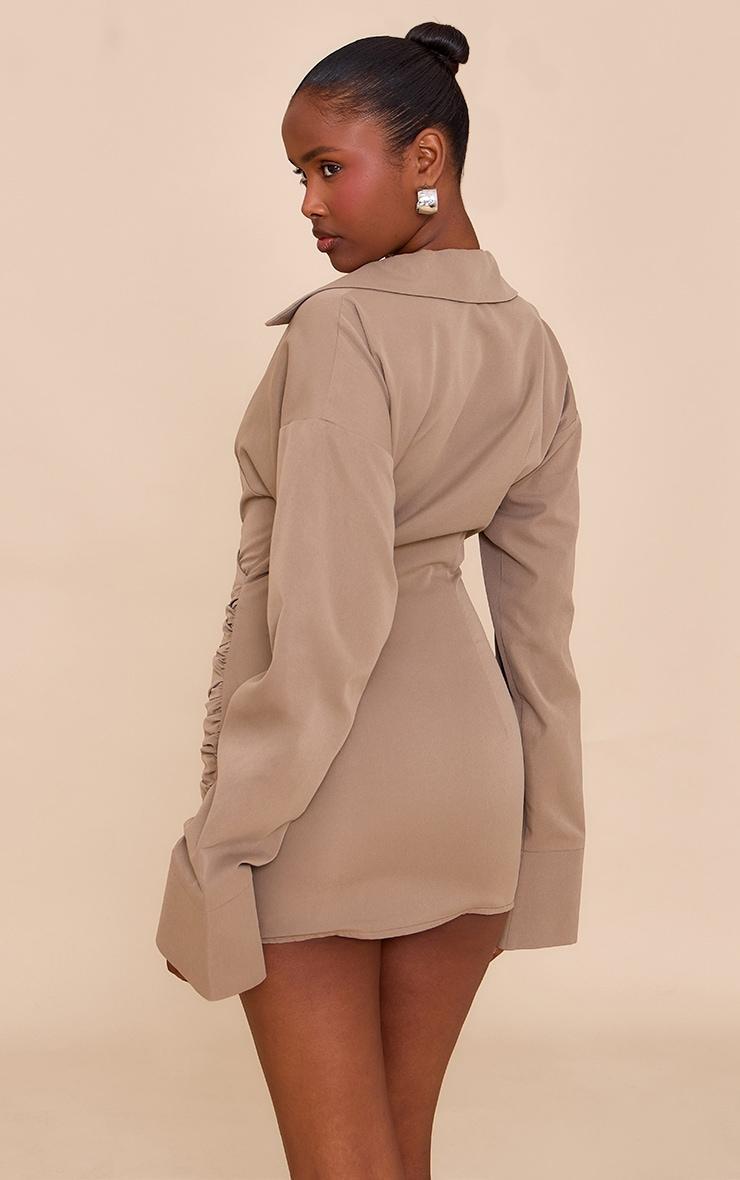 Mushroom Plunge Deep Cuff Shirt Dress Product Image