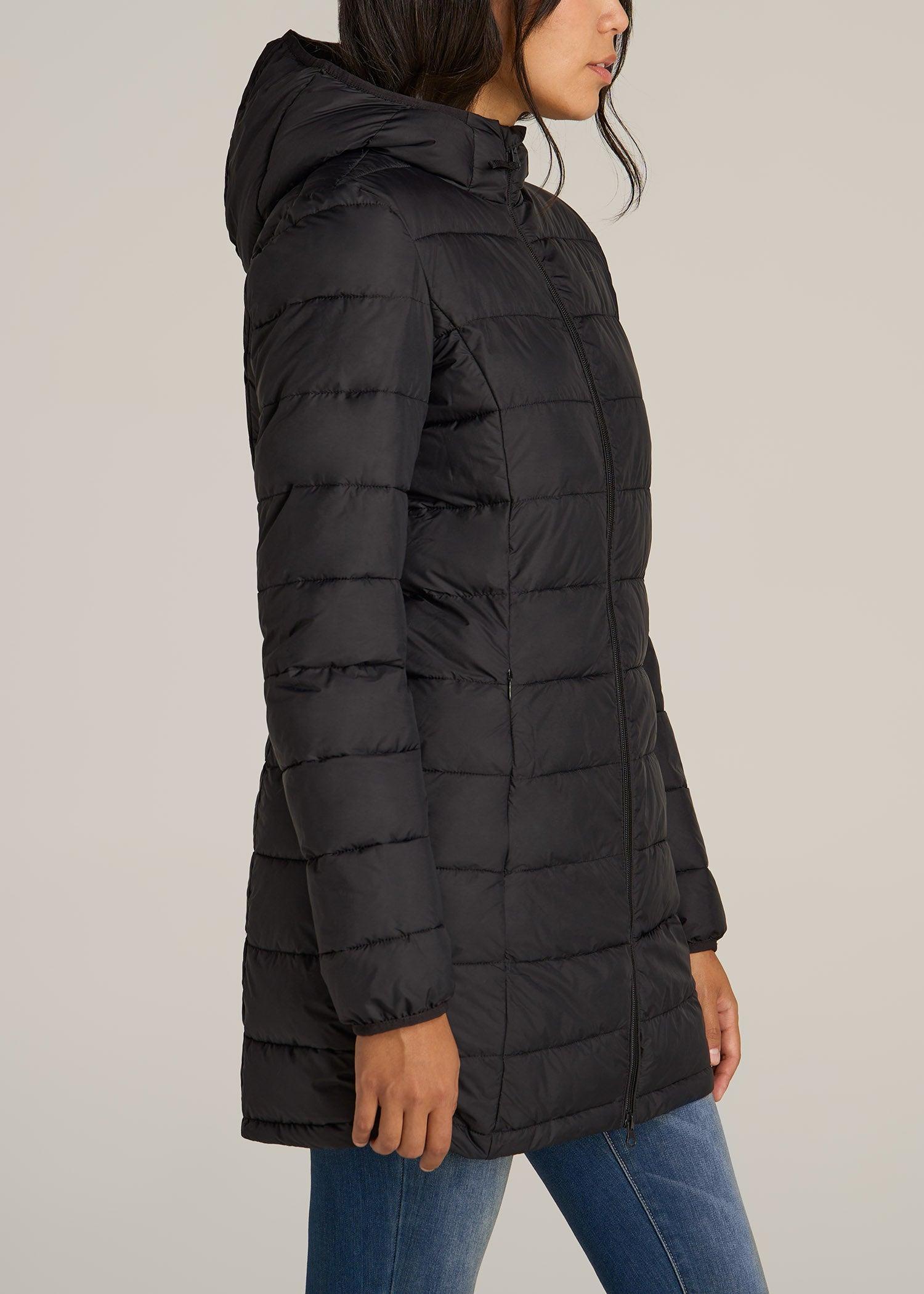 Packable Puffer Jacket for Tall Women in Black Product Image