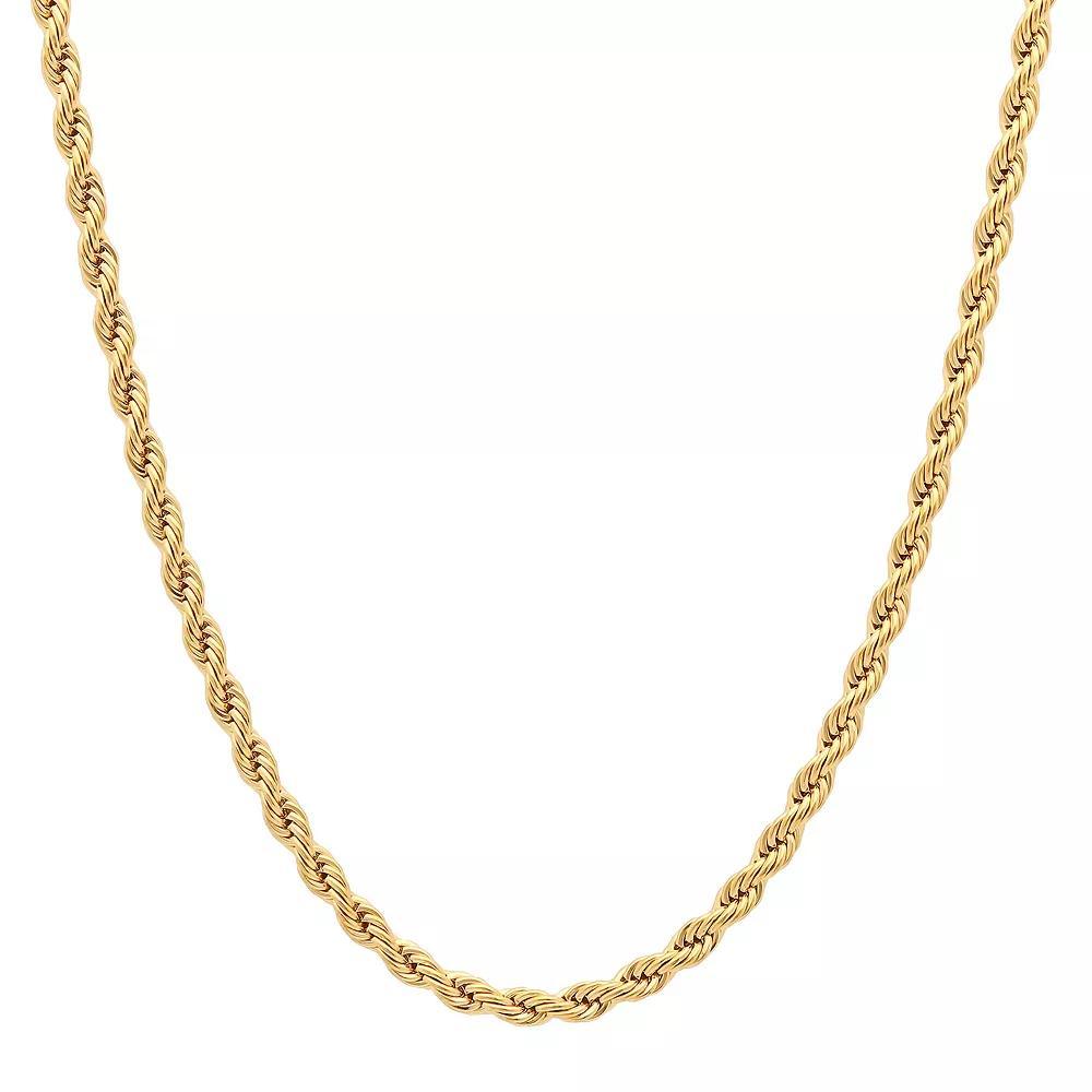Steel Nation Men's Gold Tone Ion-Plated Rope Link Chain Necklace, Size: 24", Silver Product Image