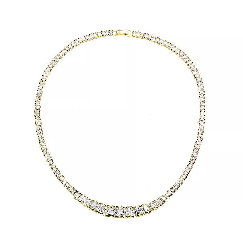 14k Gold Over Sterling Silver Tennis Necklace, Womens Gold Tone Product Image