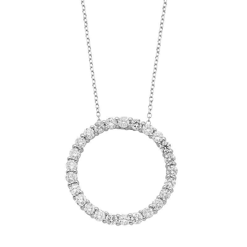 The Regal Collection 14k Gold 1 Carat T.W. IGL Certified Diamond Circle Pendant Necklace, Womens Pink Product Image