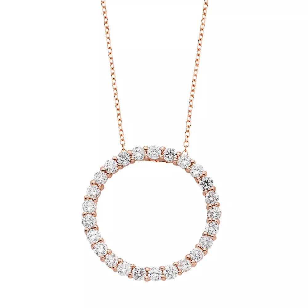The Regal Collection 14k Gold 1 Carat T.W. IGL Certified Diamond Circle Pendant Necklace, Womens Pink Product Image