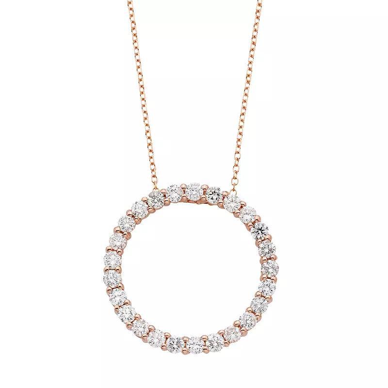 The Regal Collection 14k Gold 1 Carat T.W. IGL Certified Diamond Circle Pendant Necklace, Womens Pink Product Image
