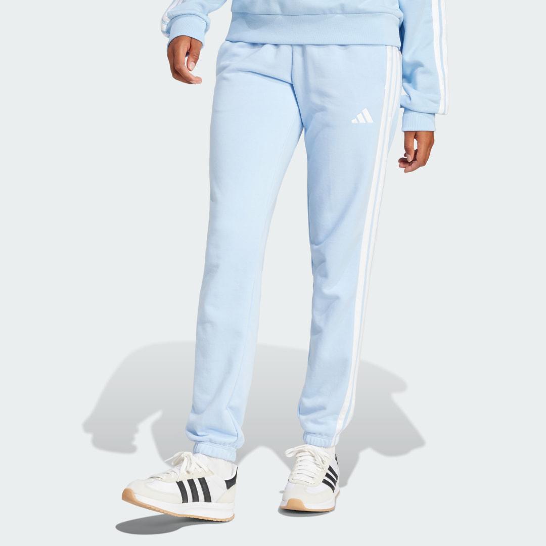 Women's adidas Essentials 3-Stripes French Terry Cuffed Sportswear Pants, Size: Small, Clear Pink White Product Image