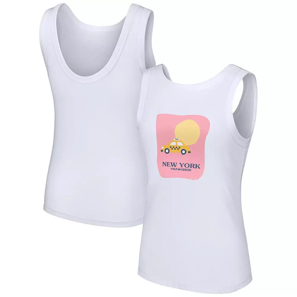 Women's Lusso Style  White New York Yankees Lindy Tank Top, Size: XXL Product Image