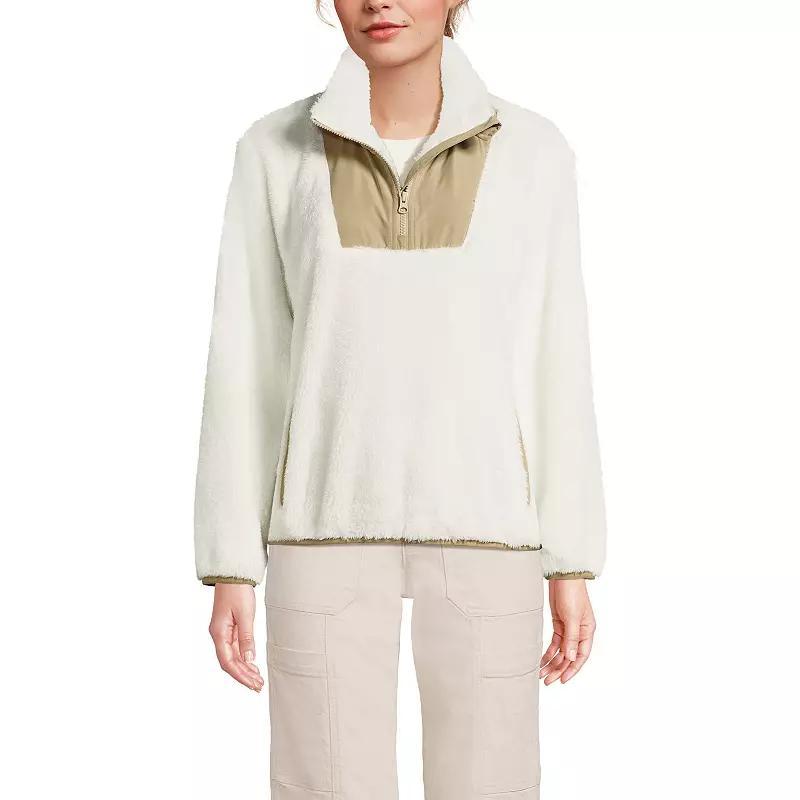 Women's Lands' End Quarter-Zip Cozy Sherpa Fleece Pullover, Size: XS, Subtle Blue Product Image