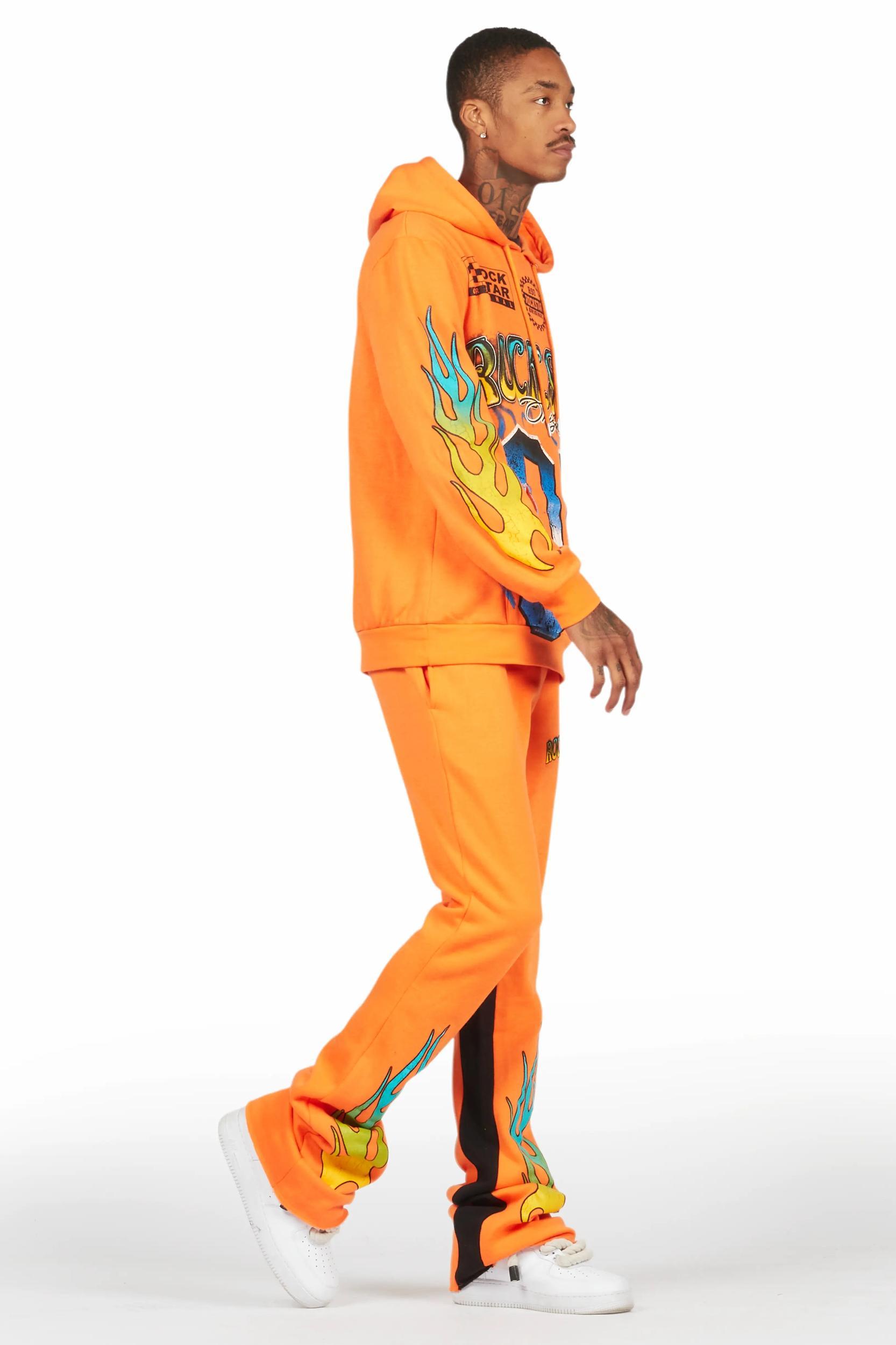 Quito Orange Hoodie/Baggy Track Pant Set Male Product Image