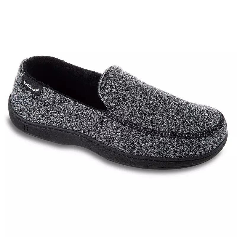 isotoner Space Dye Men's Moccasin Slippers, Size: XXL, Black Product Image