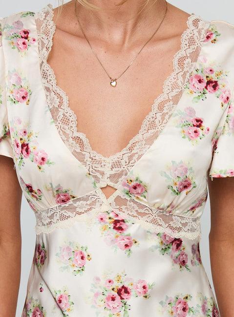 Miraselle Maxi Dress Cream Floral Product Image