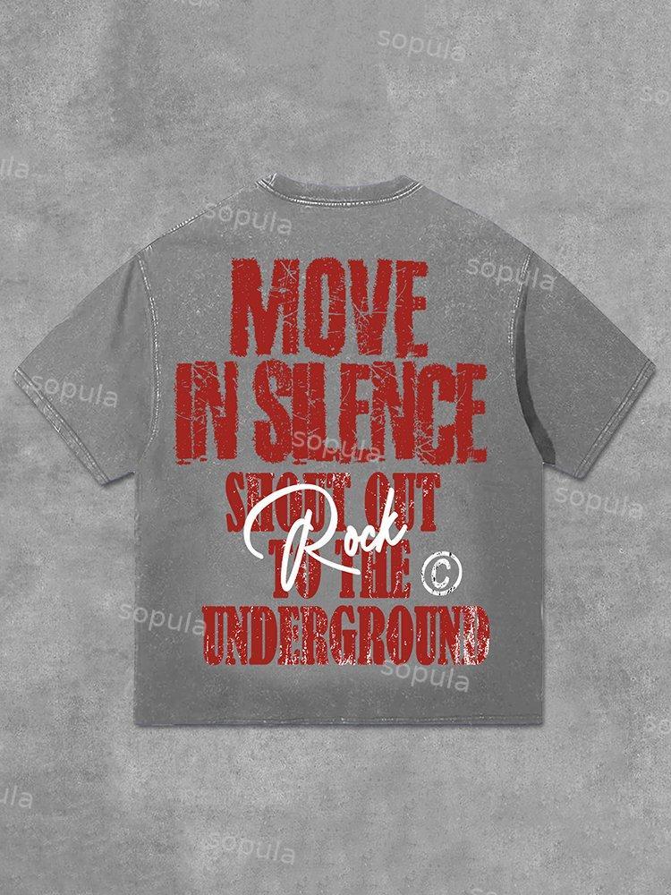 Sopula Move In Silence Graphic Print Acid Washed T-Shirt Product Image