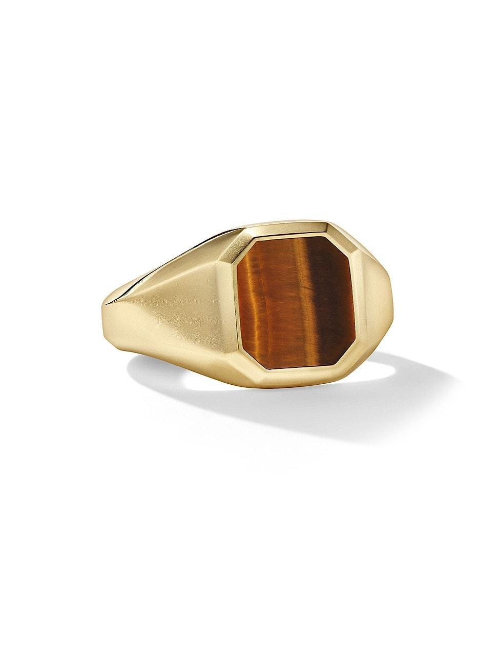Mens Streamline Signet Ring in 18K Yellow Gold, 14MM Product Image