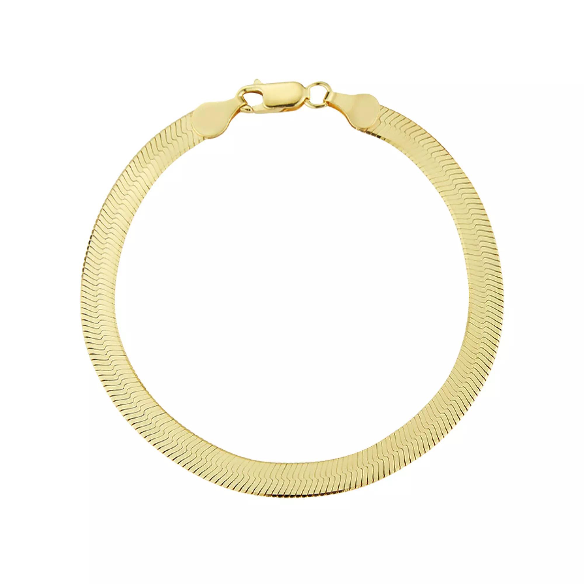 Sunkissed Sterling 14k Gold over Silver Herringbone Anklet, Women's, Size: 9", Gold Tone Product Image