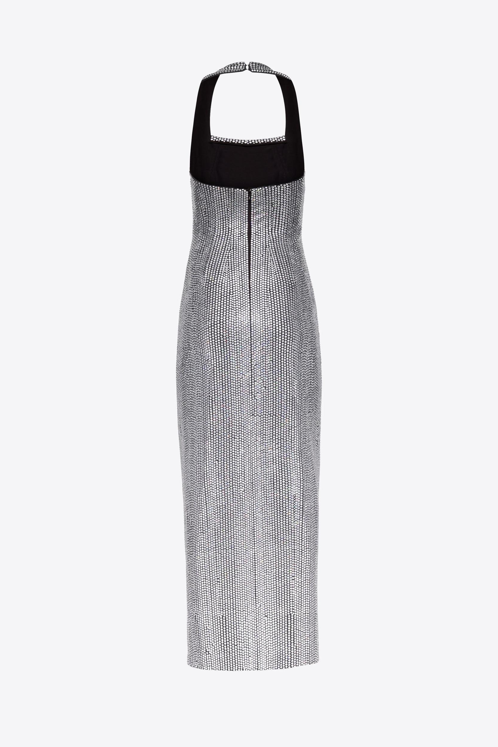 Crystal Embellished Halter Slit Gown Product Image
