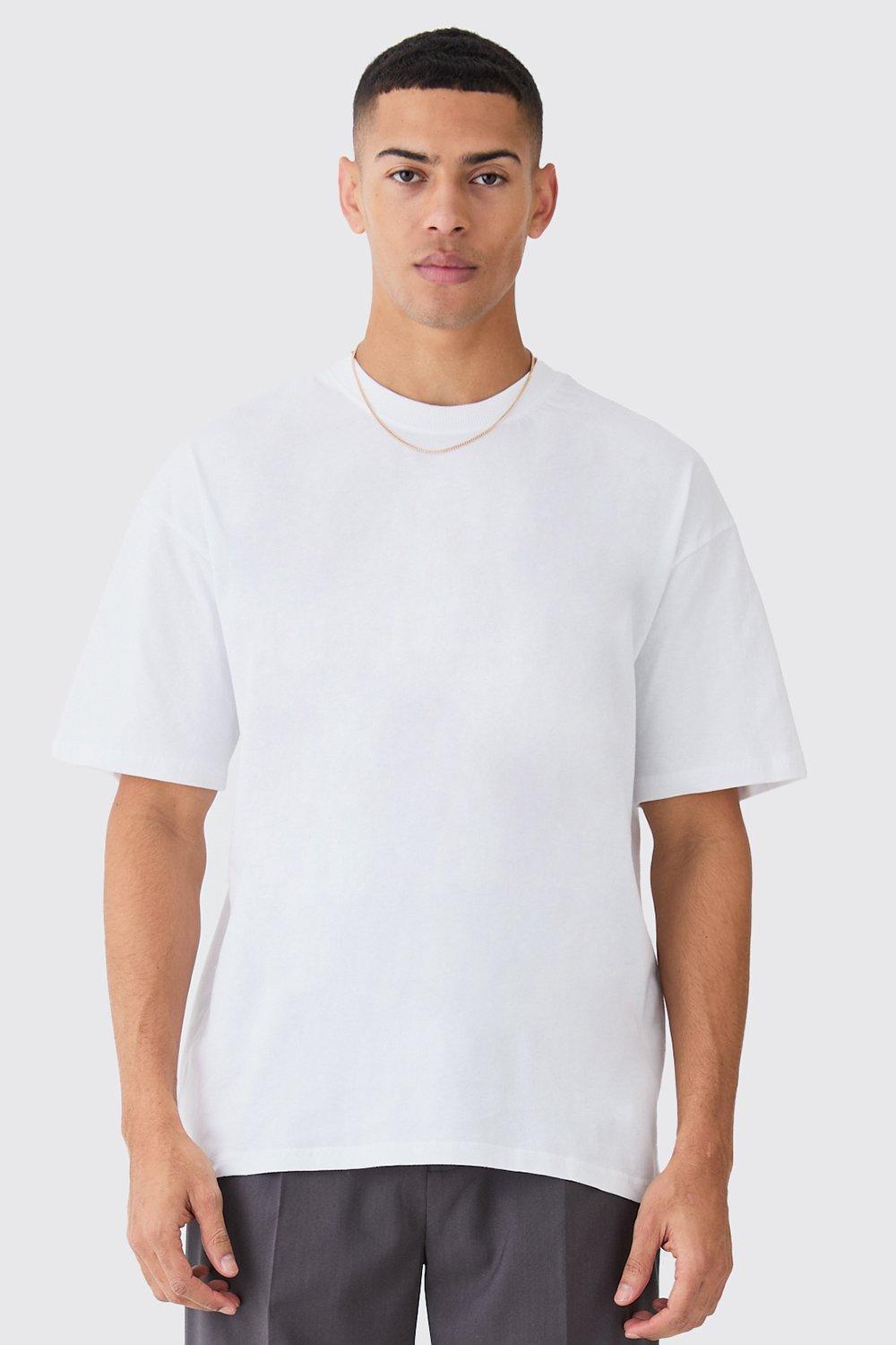 Mens Basic Oversized Crew Neck T-shirt - White Product Image