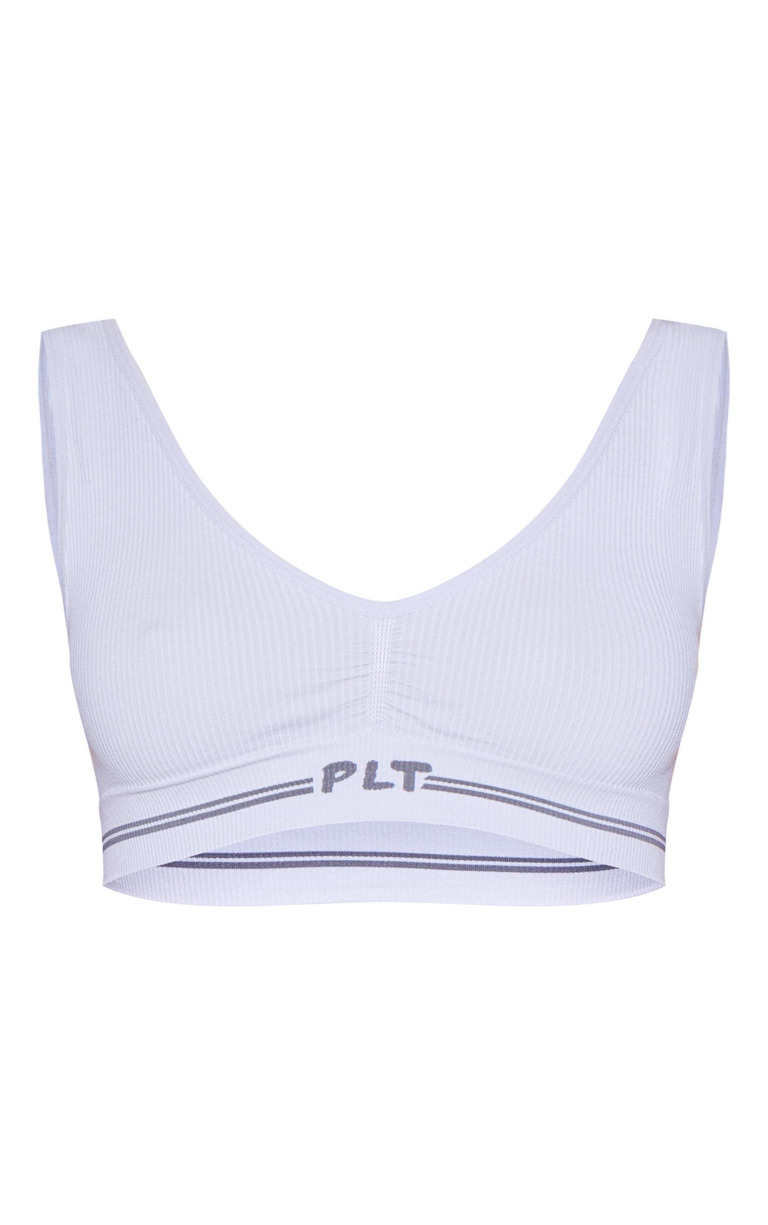 PRETTYLITTLETHING Grey Seamless Ribbed Bra Product Image