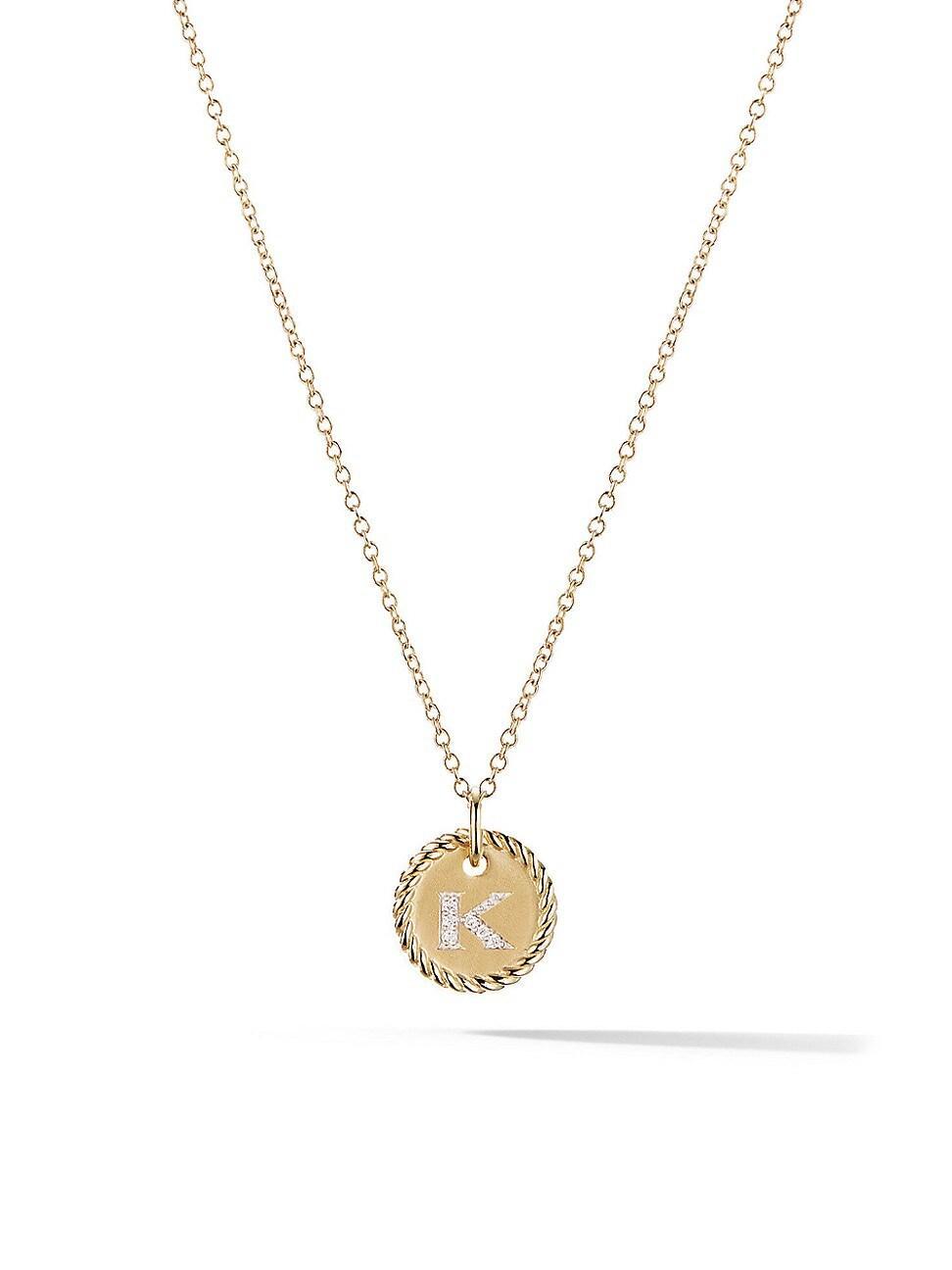 David Yurman Cable Collectibles Initial Pendant with Diamonds in Gold on Chain, 16-18 Product Image