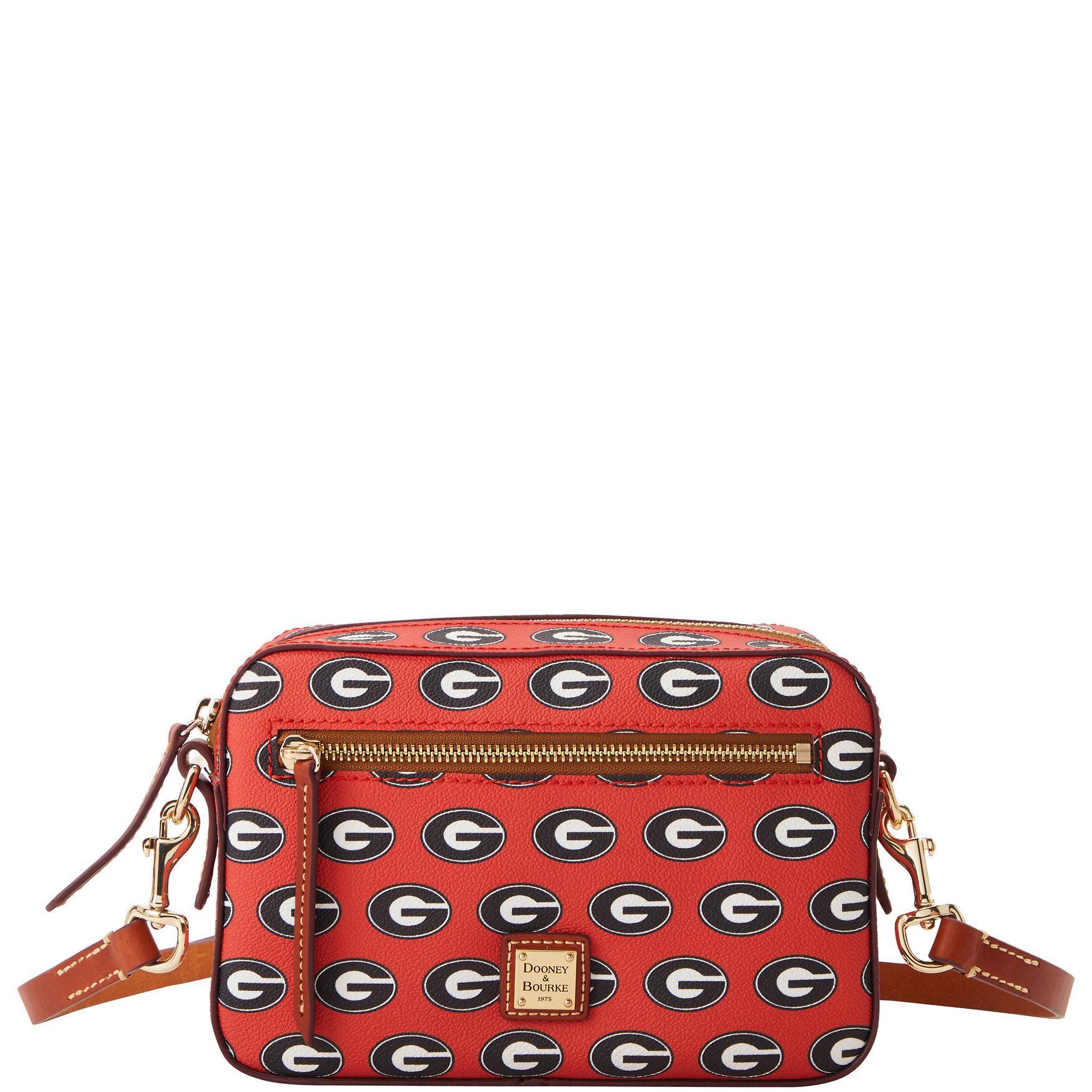 Dooney & Bourke Womens Collegiate University of Georgia Camera Zip Crossbody Coated Cotton Shoulder Bag in Red Product Image