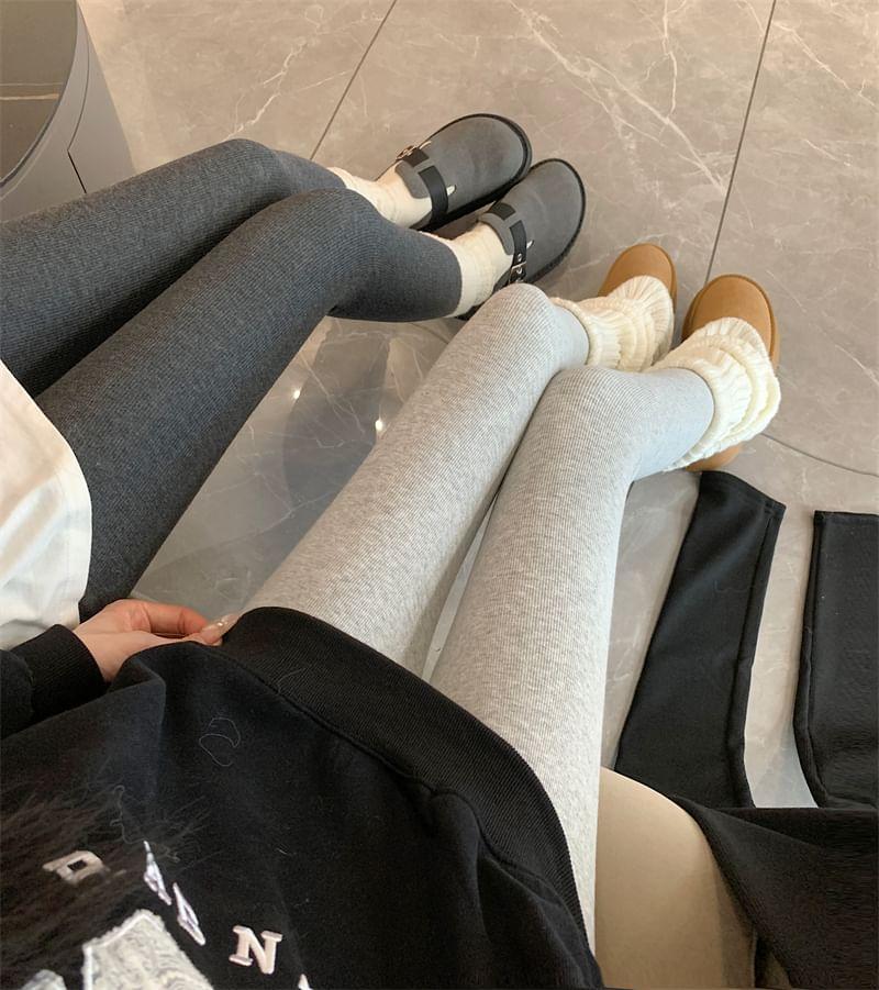 High Waist Plain Leggings Product Image