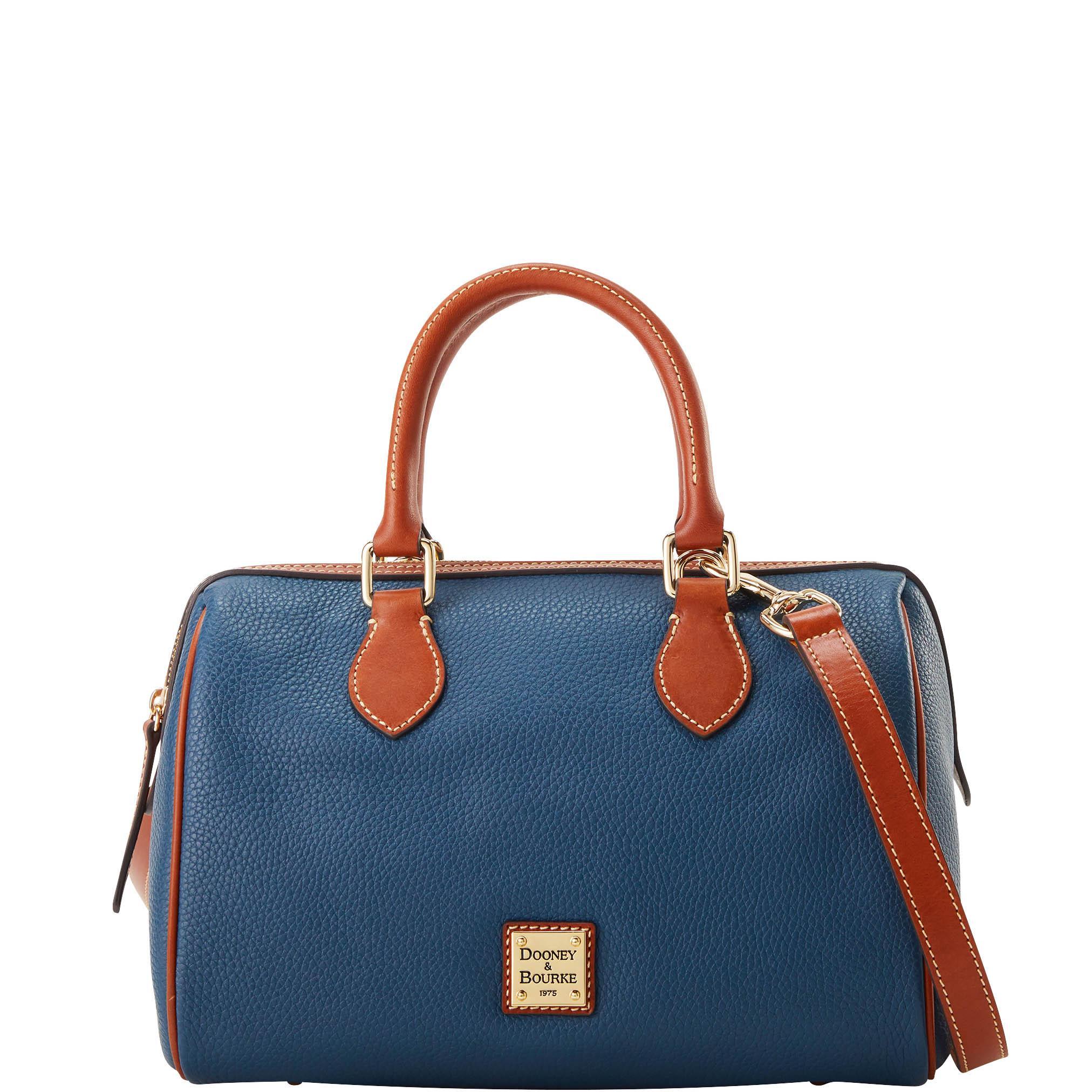 Dooney & Bourke Womens Pebble Grain Barrel Leather Satchel Bag in Jeans Product Image
