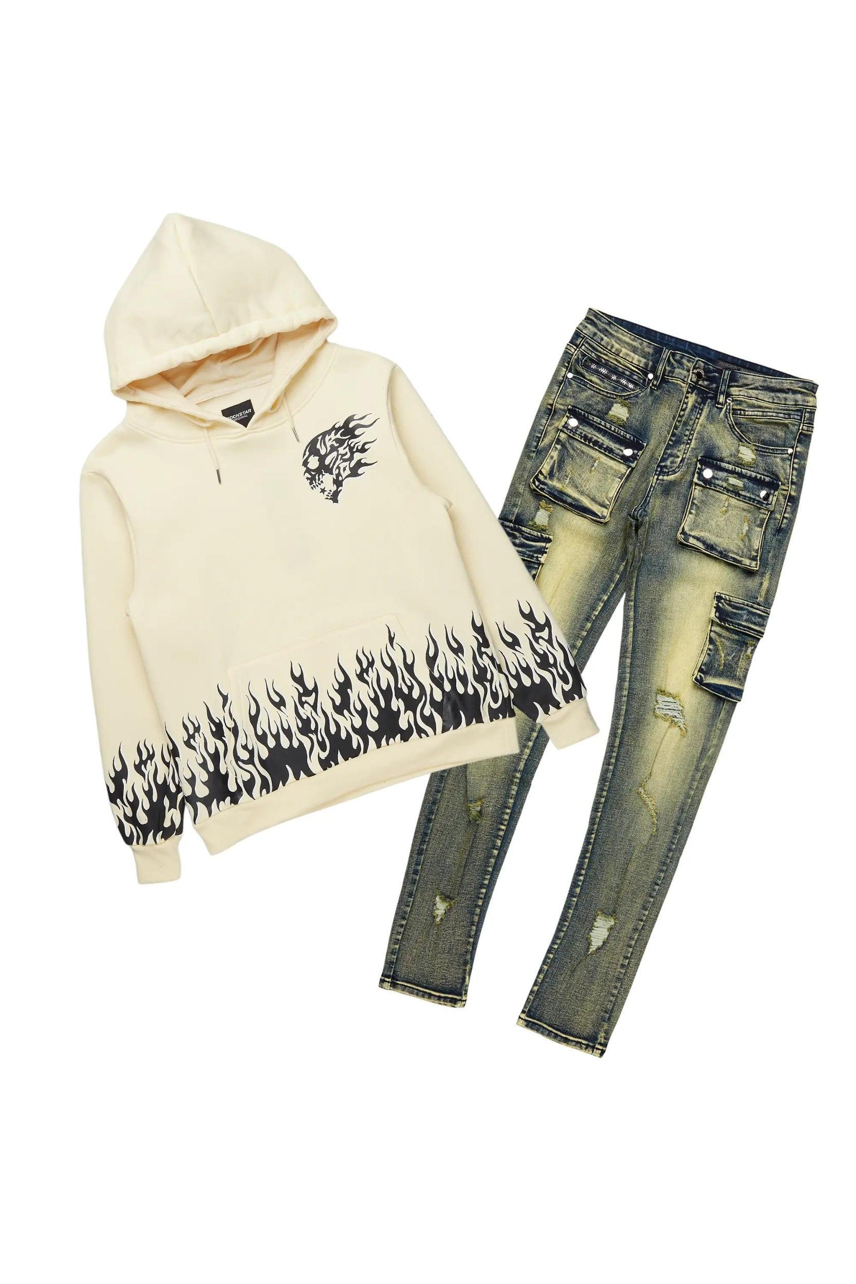 Bubble Sand Hoodie/Stacked Cargo Jean Bundle Male Product Image