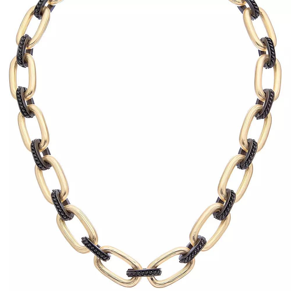 Juvell 18k Gold Plated Black Link Necklace, Women's, Size: 17", Two Tone Product Image
