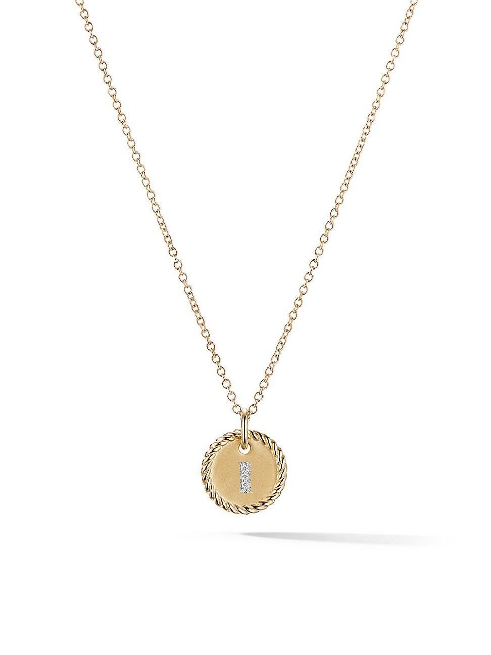 David Yurman Cable Collectibles Initial Pendant with Diamonds in Gold on Chain, 16-18 Product Image