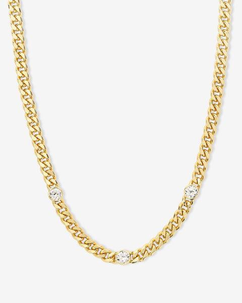 Julian Triple Diamond Necklace 16" - Gold|White Diamondettes Product Image
