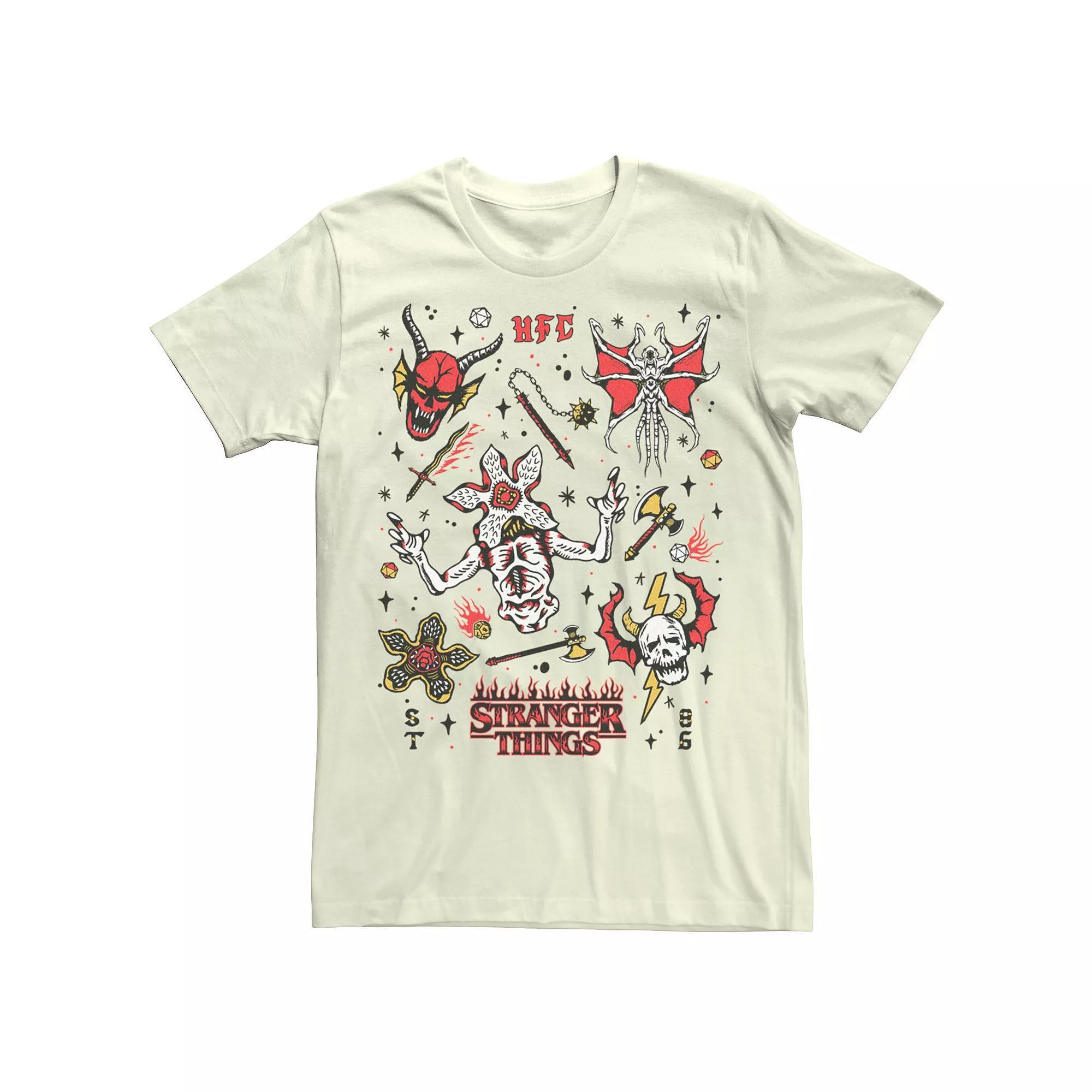 Men's Netflix Stranger things Stranger Flash Sheet Monsters Tee, Size: Medium, Natural Product Image