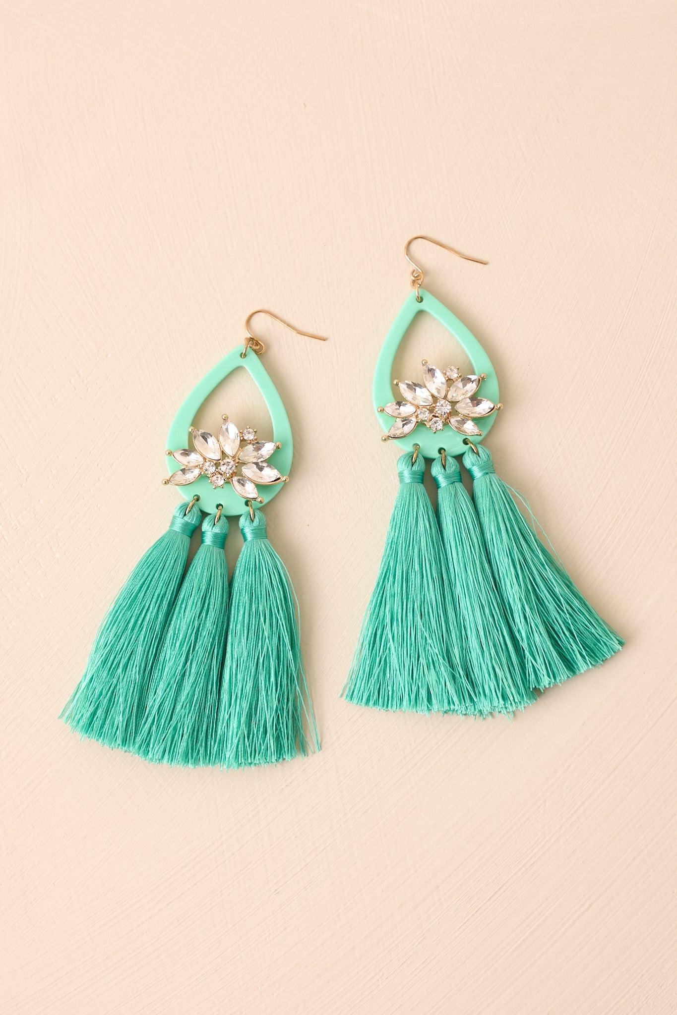 Dreamy Desires Turquoise Tassel Earrings Product Image