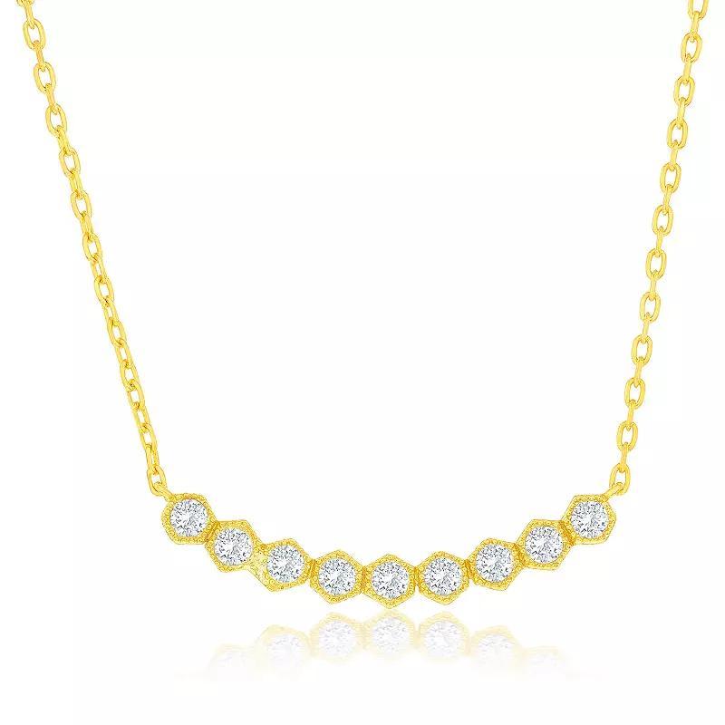 Argento Bella Sterling Silver Cubic Zirconia Hexagon Curved Bar Necklace, Women's, Size: 16-18" ADJ, Gold Tone Product Image