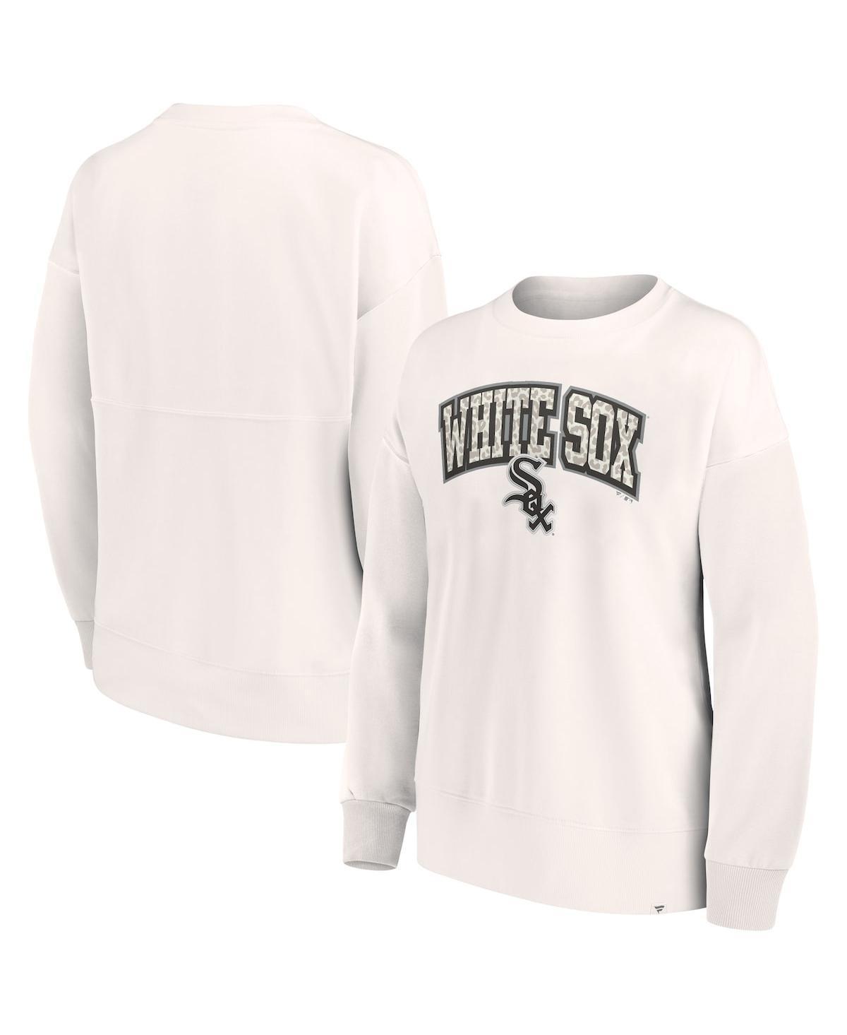 Women's Fanatics Branded Cream Chicago White Sox Leopard Pullover Sweatshirt, Size: XS, Beige Product Image