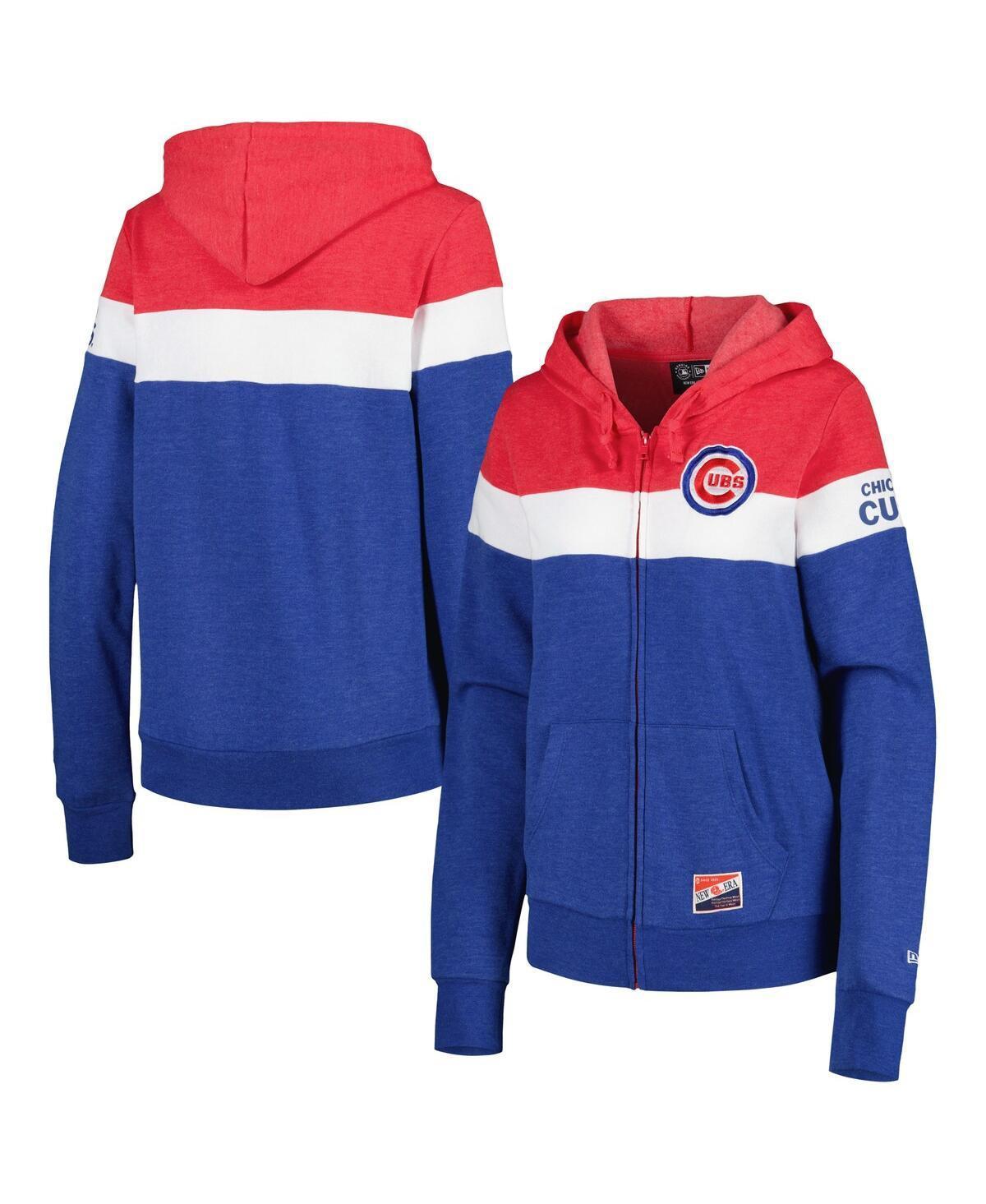 Women's New Era Heather Royal Chicago Cubs Colorblock Full-Zip Hoodie Jacket, Size: Medium, Blue Product Image