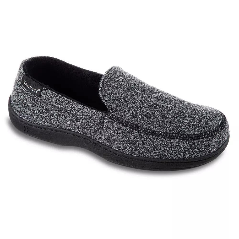 isotoner Space Dye Men's Moccasin Slippers, Size: XXL, Black Product Image