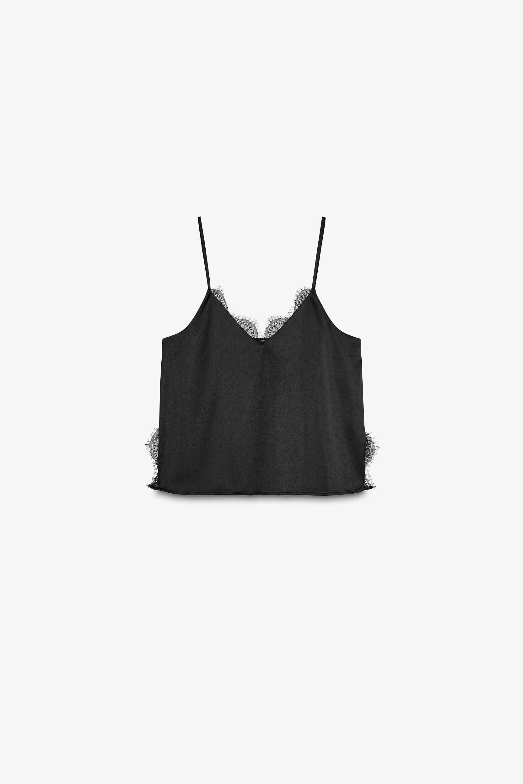 SATIN EFFECT LACE TOP Product Image